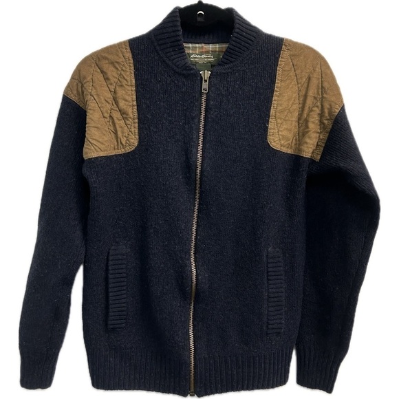 Eddie Bauer Men’s Full Zip Merino Wool Navy Sportman Sweater Size M Fall… - Picture 1 of 10